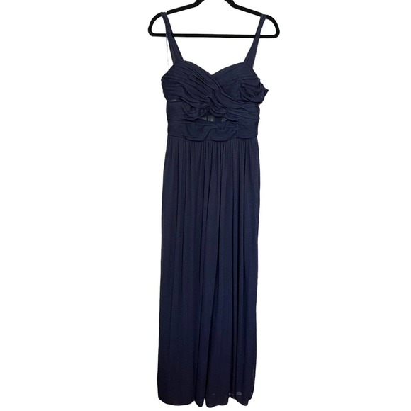 NWOT Birdy Grey Elsye Dress Navy Blue Mesh Long Formal Bridesmaids Dress Small - Picture 4 of 9